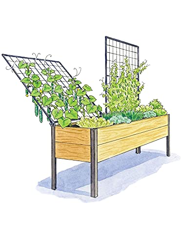 Gardener's Supply Company Raised Garden Bed, Elevated Planter Box With 40" High Pivoting Steel Trellis Set | 2' X 8' Heavy Duty Garden Planters For Outdoor Plants Vegetables And Flower Gardening #TOP4
