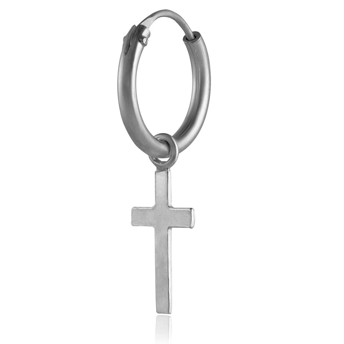 Mens Cross Earring Sterling Silver Mens Hoop Earring Cross Earring