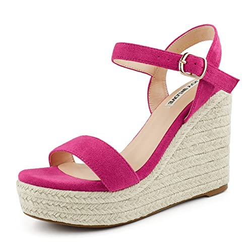 Image of JOY IN LOVE Womens Espadrilles Wedge Sandals Platform Heels Ankle Strap Open Toe Buckle Sandals