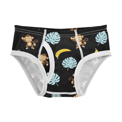 CHIFIGNO Cute Cartoon Monkeys Black Boys Briefs Cotton Boy Underwear Soft Printed Brief Underwear
