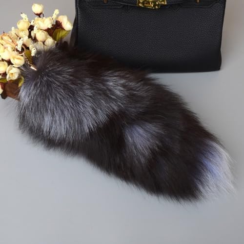 Fox Tail Keychain Large, Furry Therian Tail Faux Keyring,Halloween Cosplay Toy,Bag Accessories Charms,Hook Pendant3