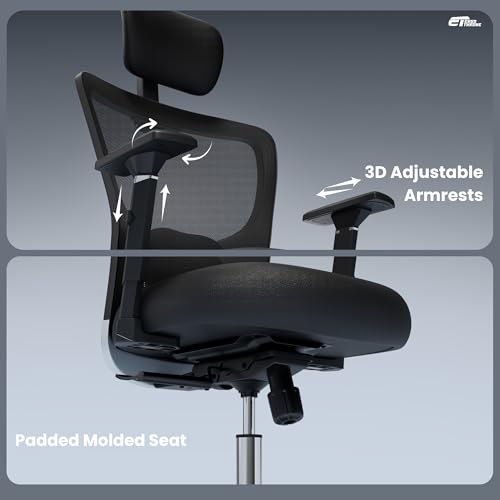 Image of Urbanova Pro Ergonomic Office Chair for Work | Multi-Lock Mechanism | 4 Year Warranty | 3D Armrest | Adjustable Lumbar (3D with 3 Position Lock)
