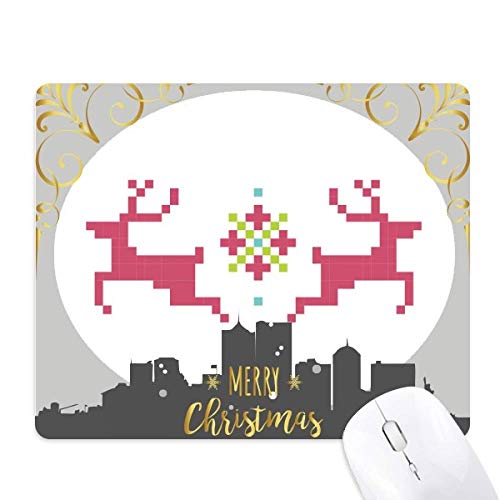 Tapis de souris Noël deer snow pixel en caoutchouc pour éviter les glissements sur le bureau