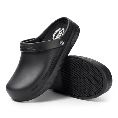 FitVille Wide Chef Clogs for Men Slip Resistant Kitchen Work Shoes Non-Slip for Food Service...