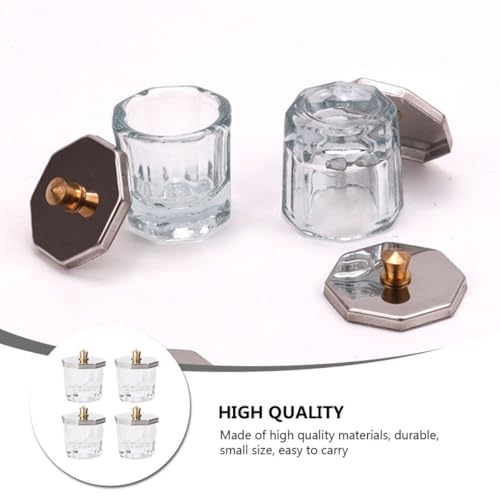 4 piezas cuencos de cristal para nail art con tapa miniatura 6