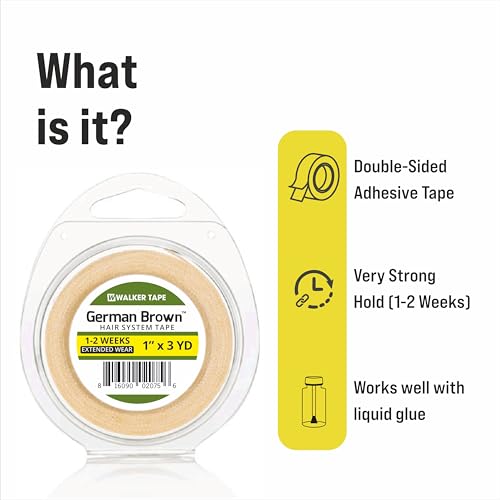Image of SAFEHOLD German Brown Wig Tape Waterproof Sweat Resistant 1 Inch 3 Yards | Skin safe wig tape provides waterproof long hold with easy application and removal for hair systems