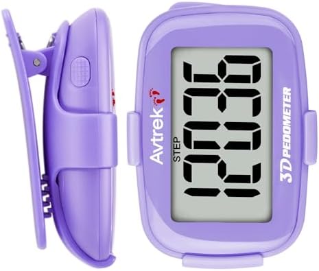 AVTREK Präziser 3D-Schrittzähler mit Clip und Lanyard,für Gehen oder Laufen | Ohne App and Handy Einfacher Fitness-Tracker mit Schrittanzahl und Zeit-Hintergrundbeleuchtung-Mini-Pe
