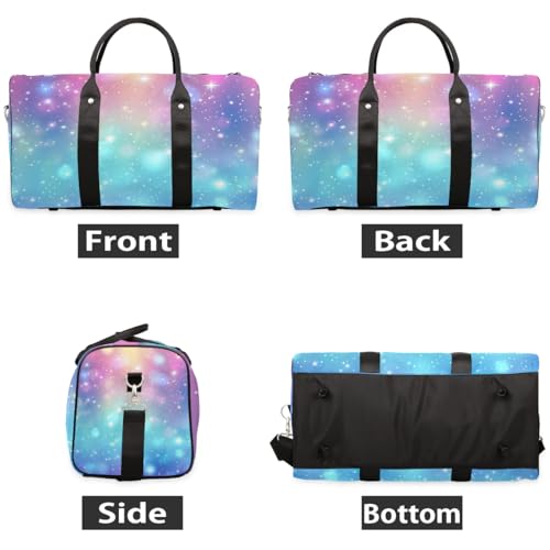 Glitter Rainbow Travel Duffel bag for Men Women Weekender Overnight Bag Gym Bag Carry On Luggage Bags for Yoga Workout Sports2