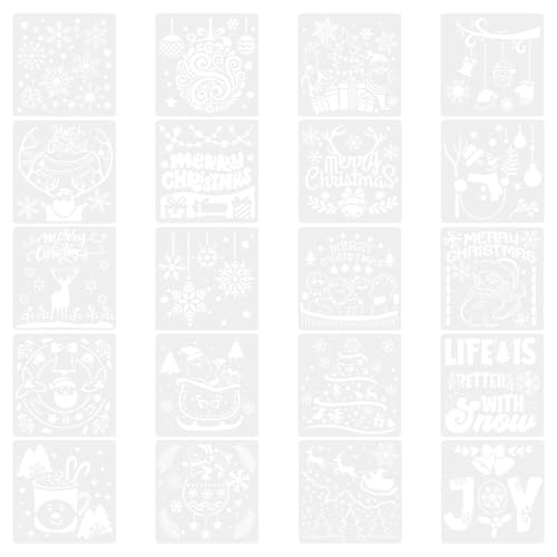 TONGIHS 20 Pcs Christmas Stencils Merry Christmas Templates Xmas Stencils for Crafts for Window Decorations Door Ornaments Xmas Tags Greeting Card Crafting