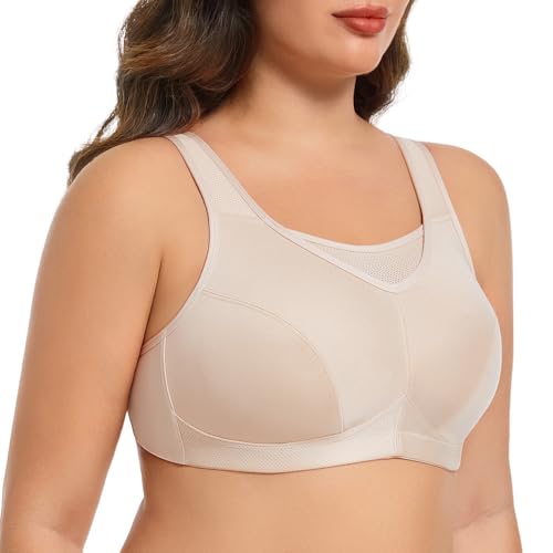 TELIMUSSTO Women's Sports Bra Wirefree Full Coverage Plus Size Comfort Non Padded Bra for Women