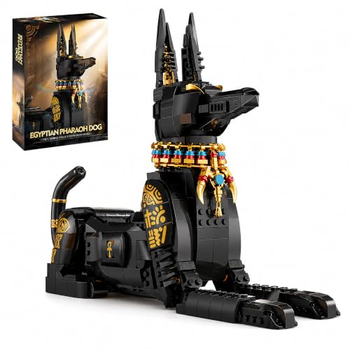 Image of Animal Egyptian Pharaoh Dog Building Blocks Sets Anubis Model Building Kits Doberman Dog Toys Gifts for Kids Adults 1208 PCS