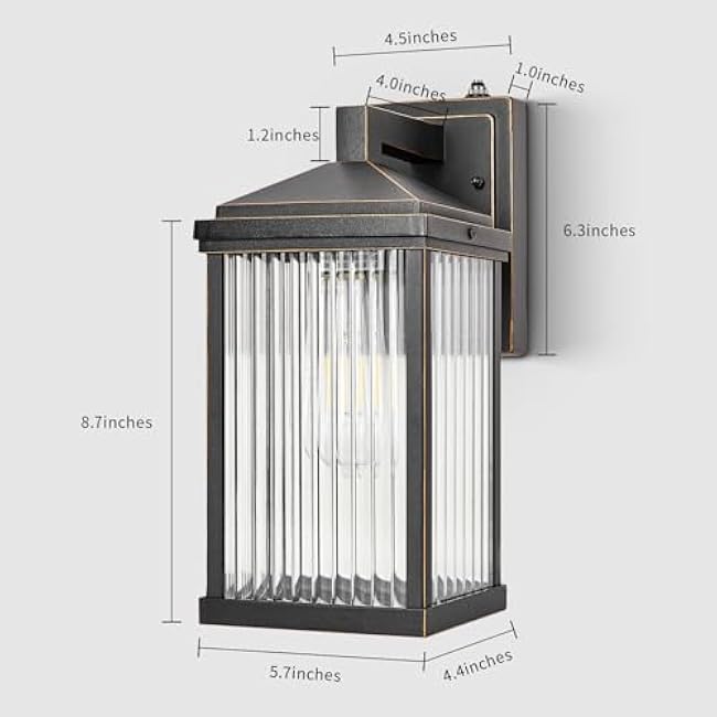 Dusk to Dawn Outdoor Lighting, Outdoor Garage Lights£¬Porch & Patio Lights£¬Black Outdoor Lights£¬Outdoor Wall Lights,for Porch (Black+Copper Edge)