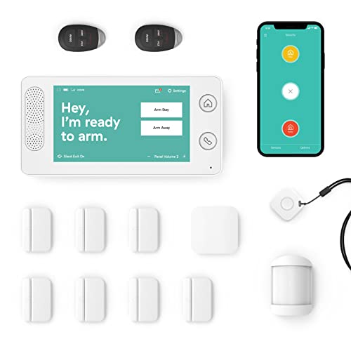 Cove - 13 Piece Home Security Alarm System - Wireless - 24/7 Professional Monitoring - No Contracts - Smart Phone Control - Touch Screen Panel - Compatible with Google Assistant and Alexa