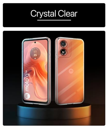 Image of WOW IMAGINE Crystal Clear Transparent Back Case Cover for Motorola Moto G04 | Moto G04s | Full Device & Camera Protection Shockproof TPU | Flexible Silicone Back Cover Case - Transparent