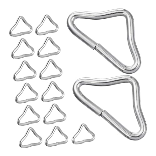 MUELODSIC 25 Piezas de Anillos Triangulares Metálicos para Cama Elástica Hebillas Profesionales para Trampolín Portátil Accesorios Resistentes para Malla de Trampolín Color Plateado