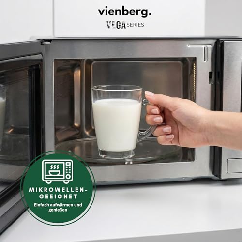 vienberg Vega Teegläser mit Henkel 18er Kombo Set 250/300/400 ml – Robuste Kaffeegläser & Glühweingläser – Spülmaschinenfest & Hitzebeständig - Glastassen für Tee, Kakao & Cappuccino