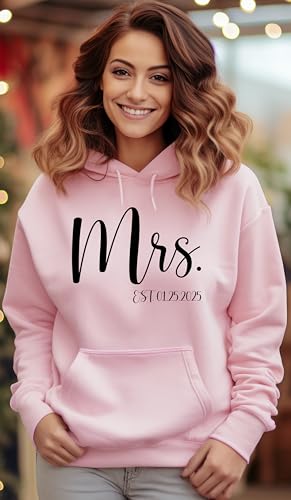Matching Hoodies Wedding Gifts for Mr and Mrs Engagement Gift Just Married Hoodie for Couples Personalized Est Date Hoodies Bridal Shower Gifts for Women4