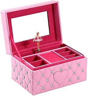 Lamir Musical Jewelry Box for Girls Ballerina Music Box Kids Jewelry Boxes Pink