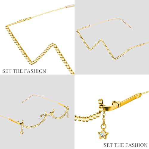 Kanayu 4 pcs No Lens Diamond Glasses Frame V shape Rhinestone Sunglasses Half Frame Crystal Metal Eyeglasses for Women3