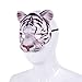 Hosfairy 1Pcs Halloween Tiger Half Face Mask Tiger Animal Mask for Easter Halloween Christmas Masquerade Party Costume Cosplay Props (White)