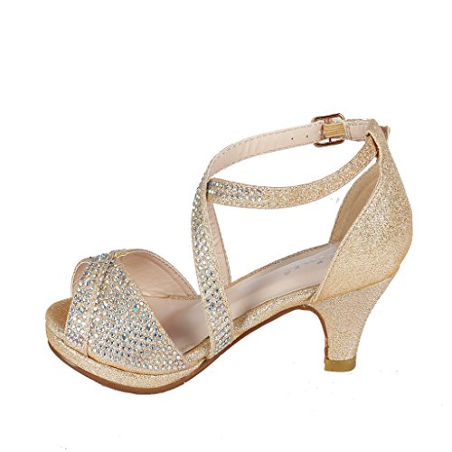Kid's Fashion Little Girl Pretty Party Dress Pumps,Champagne,104