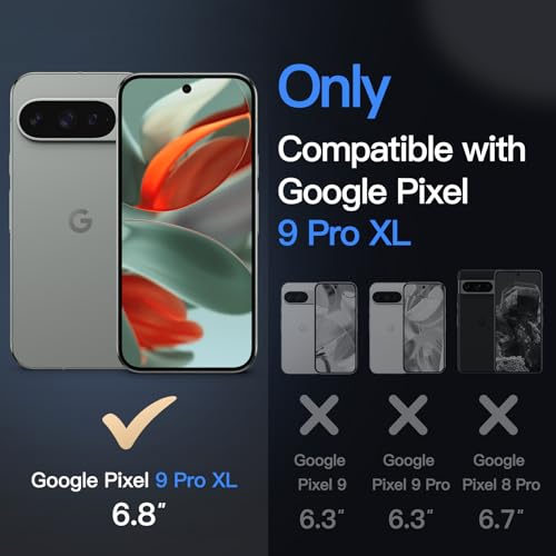 JETech Magnetic Cover Case for Google Pixel 9 Pro XL 2024, Compatible with MagSafe, Translucent Matte Back Shockproof Phone Cover (Hazel)