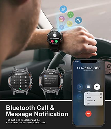 Image of SUNKTA Smart Watch for Men Bluetooth Calls with,1.39''HD Touch Screen Tactical Smartwatch for Android and iPhone,5ATM Waterproof Fitness Watch with Blood Pressure /Heart Rate Monitor BlackSilicone