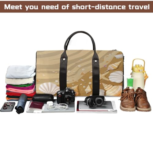 Beach Shell Starfish Travel Duffel Bag for Women Men, Ocean Starfish Sport Tote Gym Bag Foldable Weekender Overnight Bag Waterproof Carry On Luggage Bag4