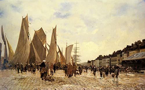 Tableau les quais de Dieppe vintage pour créer une ambiance maritime dans votre chambre