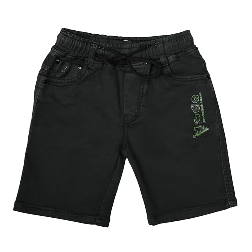 Image of Boys Regular fit Shorts, Elastic with Drawstring Waistband, Stretchable Soft Cotton Denim, Solid, Above Knee Length