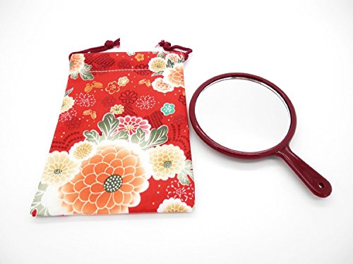 Traditional Japanese Pattern Pouch Bag and a Hand Mirror image 4