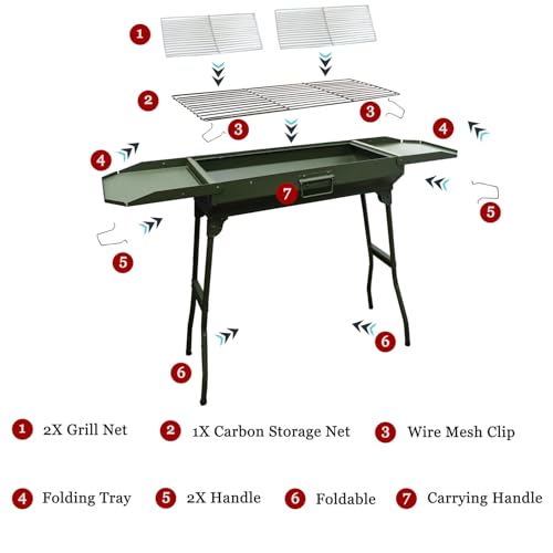 Barbecue charbon pliable inox grand format 40x50 cm portable - 5