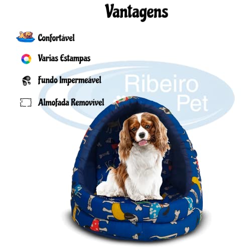 Cama Iglu pra Cachorro Cão e Gato Médio - Toca Pet Tunel Tam. M (Gorgurinho) (Preto Ossinho)