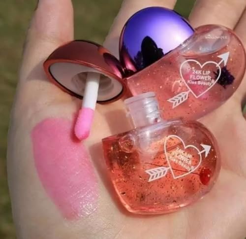 Image of Cute heart shape Lipgloss for girls lip balm korean lipgloss pink shiny lips waterproof long lasting (pack of 1)