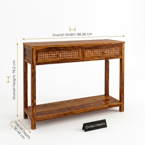 Image of Solid Sheesham Wood Console Table for Living Room Furniture | Hallway Enteryway Console for Home and Office | (Honey Finish-03)