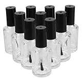 LALADEFIEE 10 Piezas Botellas Vacías de Esmalte de Uñas Vidrio Transparente Recargables con Cepillo para Viaje Uso Profesional y Doméstico