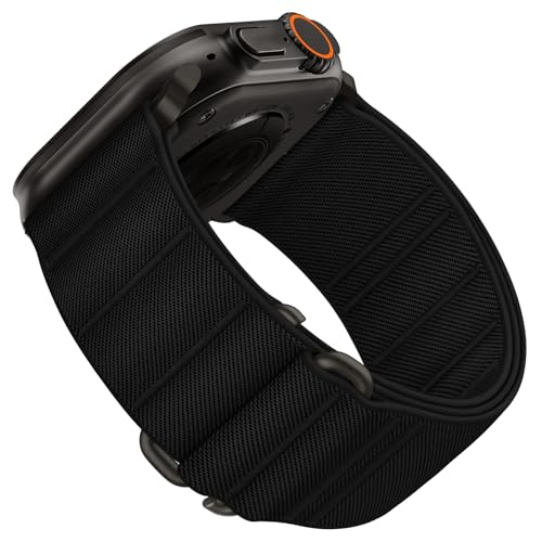 Suitisbest Sport Bands Compatible with Apple Watch Ultra Band 49mm 46mm 45mm 44mm 42mm Men Women Stretchy Nylon Sport Loop Strap with S-Hook for iWatch Series 10 Ultra SE 9 8 7 6 5 4 3 All Black