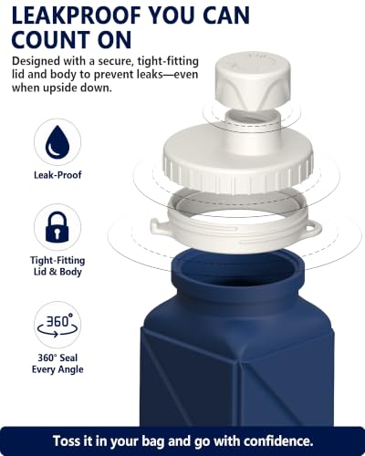 Image of BEAUTAIL Collapsible Water Bottles 21oz /610mL, Silicone Travel Water Bottle | BPA Free, Leakproof & Reusable, Foldable Water Bottle for Traveling, Hiking, Gym, School, Sports, Outdoor, 1-Pack, Dark Blue