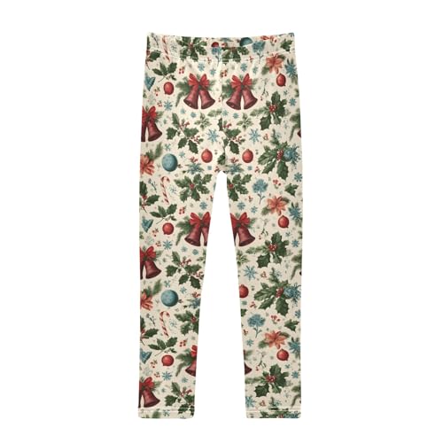 Girls' Athletic Leggings Ankle Length Yoga Dance Pants Kids Teen 4T Shiny Ornaments Ironwork Flowers