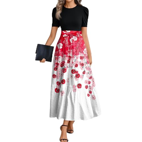 MOKBAY Kleid Blau Gestreiftes Leinenkleid Damen Sommer Lang Kleid Weiß Trägerkleid Linie Langes Festlich Sommerkleid Grüne Kleider Damen Sommer...