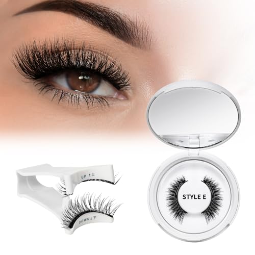 Faux Cils Magnetique Naturel Réutilisables avec Applicateur, Aucune Colle Nécessaire, Cils Magnetique facile à porter et à enlever avec instructions (E-1paires)