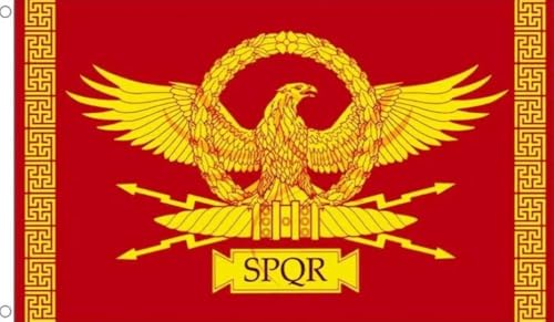 Bandiera SPQR Romana 90x150 cm - Aquila Imperiale | 2 Occhielli Metallici | Tessuto Resistente per Interno ed Esterno | Decorazione Storica Italiana