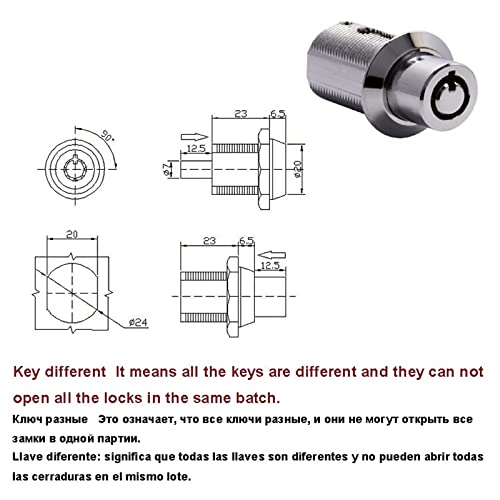 Serrure Push Lock M24 tubulaire à clé différente pour boîte à outils