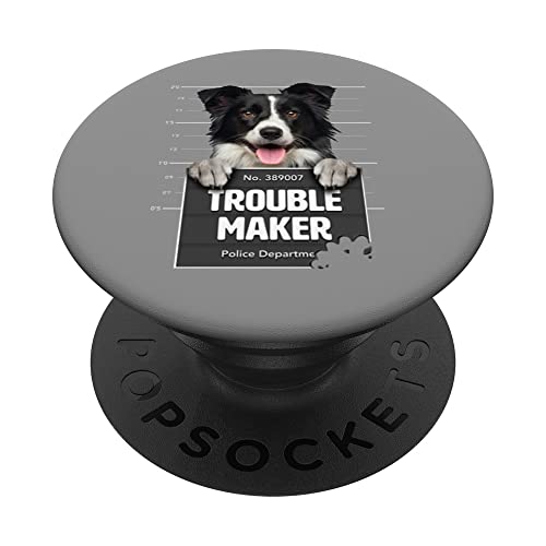Troublemaker - Coquine Border Collie chiot est vilain PopSockets PopGrip Interchangeable