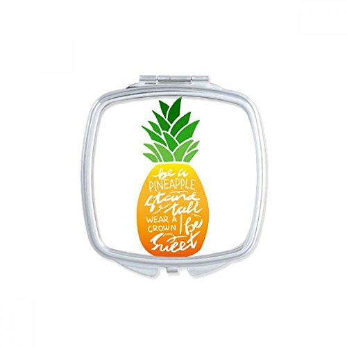 Miroir de maquillage carré ananas petit format pour sac à main et cosmétique