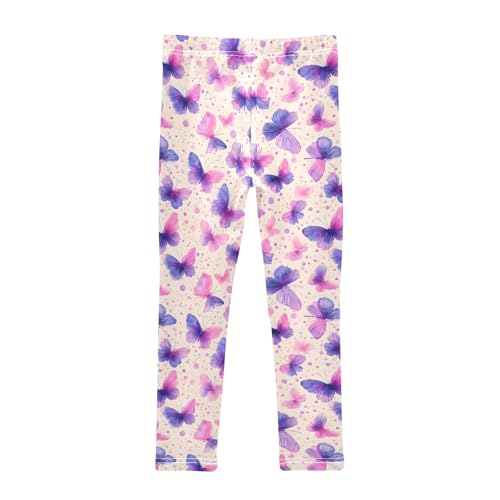Girls' Athletic Leggings Ankle Length Yoga Dance Pants Kids Teen 4T Dreamy Butterfly2