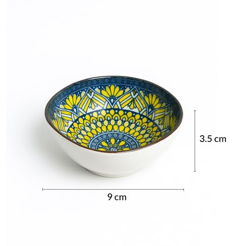 Image of MARKET 99 Yellow Melamine Katori Bowl Set of 3 (100ml Each) | Small Chutney, Dip & Pickle Bowls for Sauce, Condiments & Side Serving | Kitchen & Dining Table Bowl Set