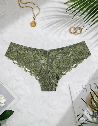 Image of Avidlove Women Floral Lace Panties Sexy Hipster Underwear Cheeky Bikini Panties V-Shape Waistband Tangas