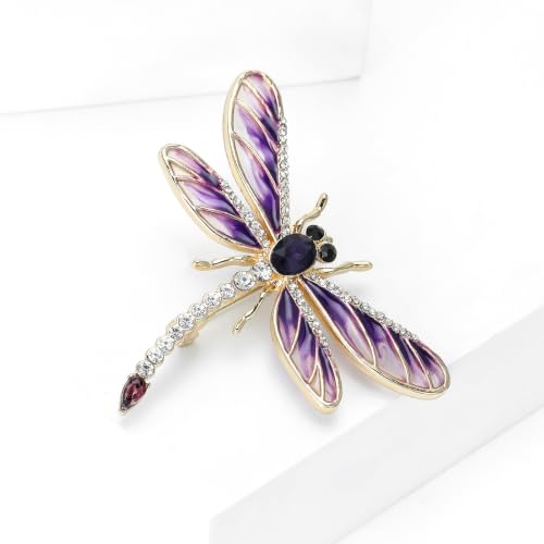 Image of Dragonfly Brooch and Pins for Women Enamel /Rhinestone Crystal Dragonfly Animals Brooches Jewelry for Mom Wife Elegant Dress Accessories Birthday Gifts
