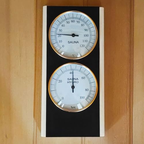 Thermomètre hygromètre de sauna avec cadre en bois et affichage analogique facile à lire pour la surveillance de l'environnement du sauna